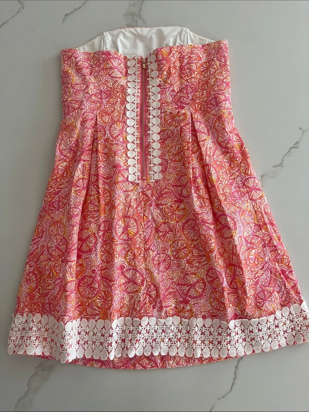 Lilly Pulitzer Betsey Bright Bicycle Print Cotton Lace Applique Sundress size 4 - Picture 5 of 9